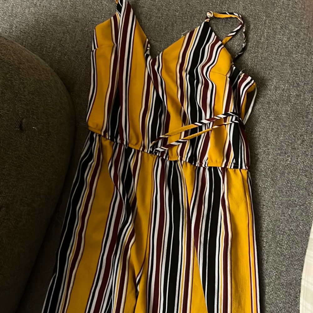 Mustard and burgundy Romper
